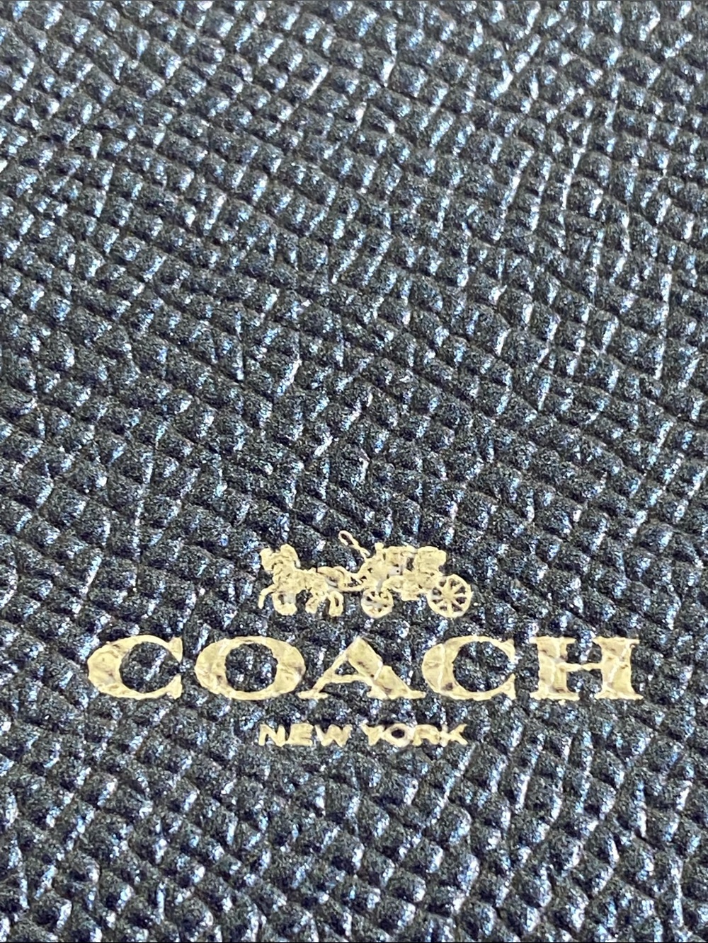 Coach Wristlet Black and Metallic Navy Card Holder Wallet Corner Zip - Picture 6 of 15